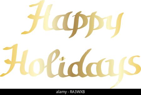 Il vettore delle vacanze felici della calligrafia calligrafia del monogramma. G olden inchiostro inciso art. Testo isolato illustrazione elemento. Illustrazione Vettoriale