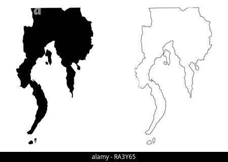 Davao regione (regioni e province nelle Filippine Repubblica delle Filippine) mappa illustrazione vettoriale, scribble schizzo a sud di Mindanao (Regio Illustrazione Vettoriale