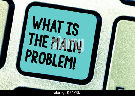 La grafia la scrittura di testo qual è il problema principale. Concetto significato di identificare la causa dei problemi di lavoro di riparazione tasto tastiera intenzione di creare compute Foto Stock