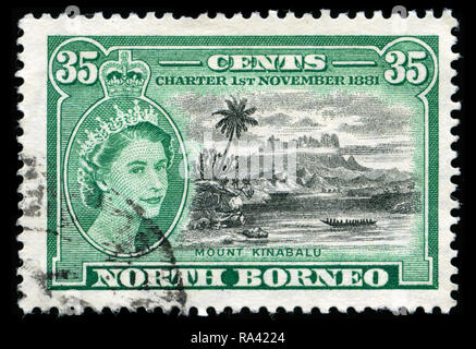 Spese di affrancatura stramp dal Borneo Settentrionale del settantacinquesimo anniversario della British Borneo Settentrionale serie società Foto Stock