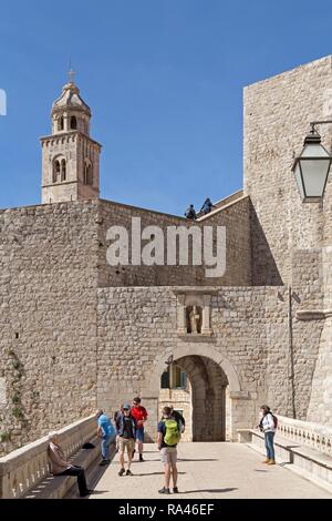 Cancello Ploce, mura, città vecchia, Dubrovnik, Croazia Foto Stock