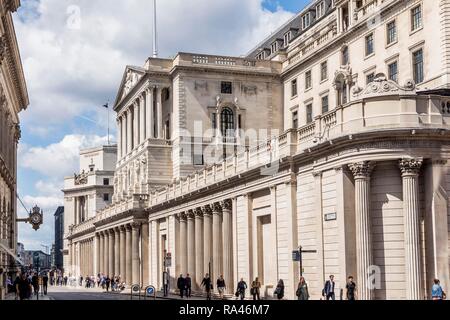 Bank of England, il quartiere finanziario di Londra, Regno Unito Foto Stock