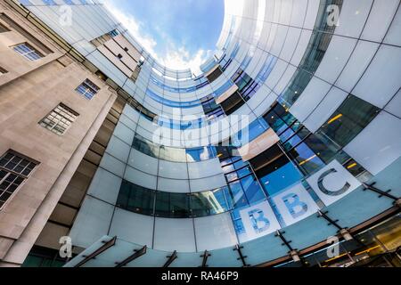 Sede della televisione e stazione radio BBC Broadcasting House, Londra, Gran Bretagna Foto Stock