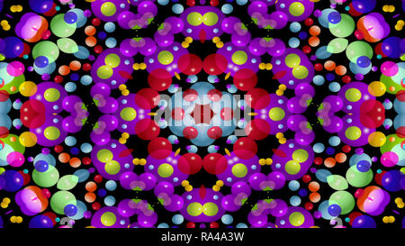 Abstract colorato disegno simmetrico ornamentale decorativo movimento Caleidoscopio cerchio geometrico e forme a stella Foto Stock
