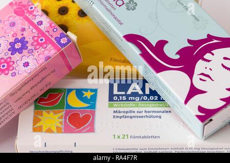 Controllo delle nascite pillole contraccettive, farmaci, tablet pack, Germania Foto Stock