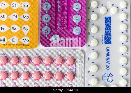 Controllo delle nascite pillole contraccettive, farmaci, tablet pack, Germania Foto Stock