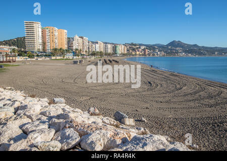 Bella spiaggia a Malaga Spagna Foto Stock