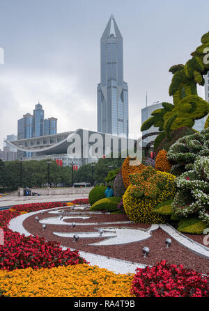 Display floreale per la Giornata nazionale di Shanghai Foto Stock