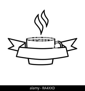 Isolato tazza di caffè e nastro su sfondo bianco, per Logo design - Illustrazione Vettoriale Illustrazione Vettoriale