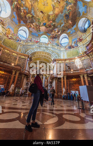 Prunksaal Biblioteca Biblioteca Nazionale Austriaca a Vienna, in Austria Foto Stock