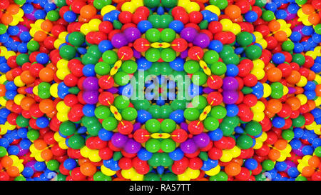 Abstract colorato disegno simmetrico ornamentale decorativo movimento Caleidoscopio cerchio geometrico e forme a stella Foto Stock