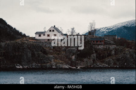 Alcune case sui fiordi di Bergen, Norvegia Foto Stock