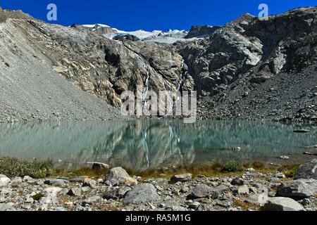 Lago Gornersee, Monte Rosa massiccio, Zermatt, Vallese, Svizzera Foto Stock