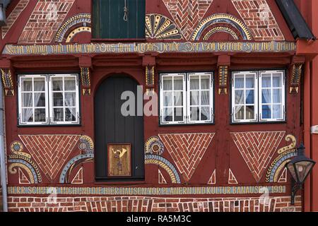 Storica città vecchia casa dal 1596, vista dettagliata, Lüneburg, Bassa Sassonia, Germania Foto Stock