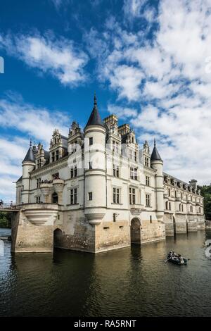 Castello di Chenonceau sul Cher, lo Château de Chenonceau, Dipartimento Chenonceaux, Indre-et-Loire, Regione centrale, Francia Foto Stock