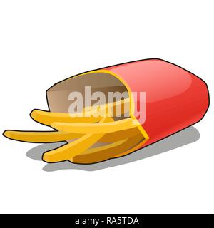 Olio patate fritte le patatine fritte isolati su sfondo bianco. Vector cartoon close-up illustrazione. Illustrazione Vettoriale