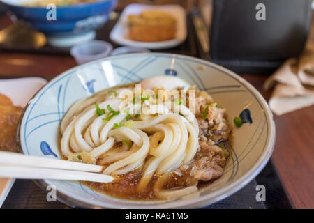 Giapponese udon tagliatelle con carne - Immagine Foto Stock