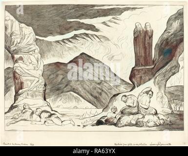 William Blake, British (1757-1827), il cerchio della Falsifiers, Dante e Virgilio che coprono i loro nasi a causa di reinventato Foto Stock