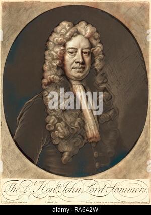 John Smith dopo Jonathan Richardson, Suor (attivo inizi del XIX secolo), John Lord Sommers, 1713, mezzatinta su cui reinventato Foto Stock