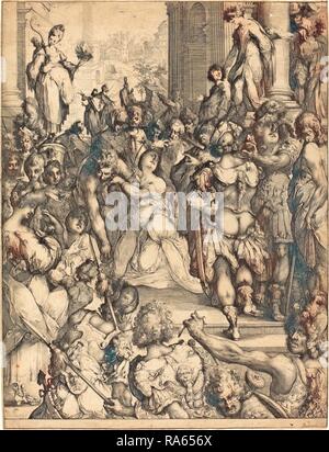 Jacques Bellange, francese (c. 1575-morto 1616), il Martirio di Santa Lucia, attacco. Reinventato da Gibon. Arte Classica con reinventato Foto Stock