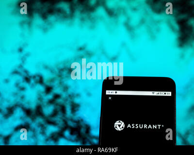 Kiev, Ucraina. 1a gen, 2019. Assurant Insurance Company logo che si vede visualizzato su un telefono intelligente. Credito: Igor Golovniov SOPA/images/ZUMA filo/Alamy Live News Foto Stock