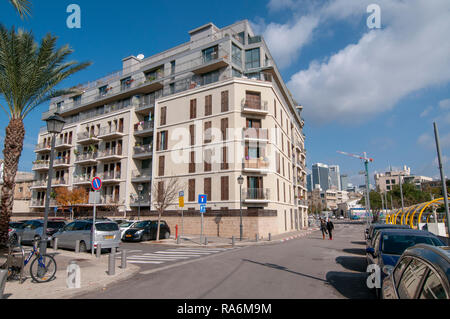 Nuovo alloggiamento moderno progetto di sviluppo nell'American Colony quartiere, a Jaffa, Tel Aviv, Israele Foto Stock