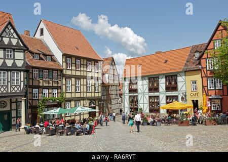 Schlossberg o castle hill, Quedlinburg, Sassonia-Anhalt, Germania Foto Stock