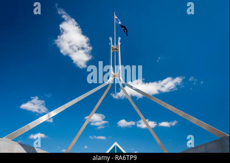Bandiera australiana pole, Canberra ACT Foto Stock