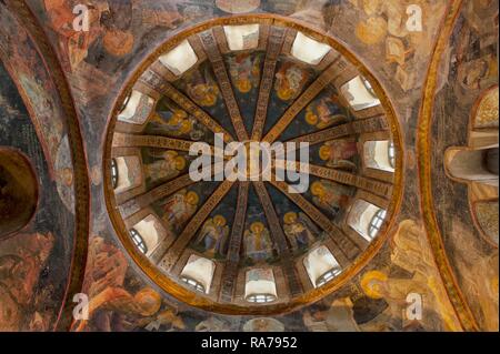 La Vergine e il Bambino, Parecclesion dome, la Chiesa del Santo Salvatore in Chora o Kariye Camii, Istanbul, Turchia Foto Stock