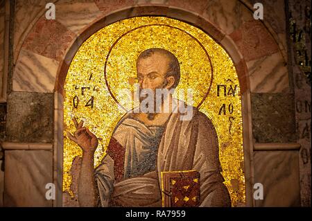 San Paolo mosaico, Esonarthex, Chiesa del Santissimo Salvatore in Chora o Kariye Camii, Istanbul, Turchia Foto Stock