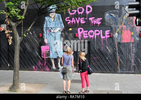 Un murale dai francesi artista di strada, signor Brainwash Foto Stock