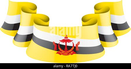 Bandiera Brunei, illustrazione vettoriale su sfondo bianco Illustrazione Vettoriale
