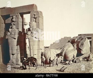Francis Frith, Il Ramasseum di El-Kurneh, Tebe, a prima vista, britannico, 1822 - 1898, c. 1857, albume stampa da reinventato Foto Stock