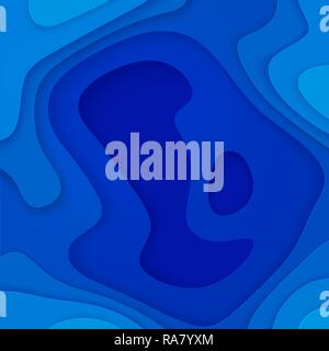 Blu profondo taglio carta sfondo. carta moderna tagliato fuori, Illustrazione Vettoriale