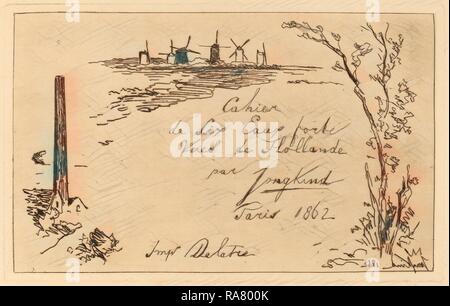 Johan Barthold Jongkind (Olandese, 1819 - 1891), Titolo pagina (Titre du cahier de sei eaux-fortes), 1862, attacco reinventato Foto Stock