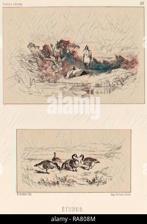 Karl Bodmer, Etudes, Svizzera, 1809 - 1893, litografia. Reinventato da Gibon. Arte Classica con un tocco di moderno reinventato Foto Stock