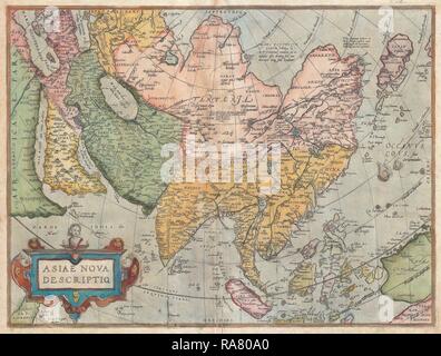 1570, Ortelius Mappa di Asia, prima edizione, Abraham Ortelius, anche Orthellius, 1527 - 1598, fiammingo, Netherlandish reinventato Foto Stock