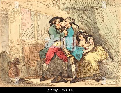 Thomas Rowlandson, britannico, 1756 1827, a Cully saccheggiato, probabilmente 1784 1785, colorati a mano attacco. Reinventato Foto Stock