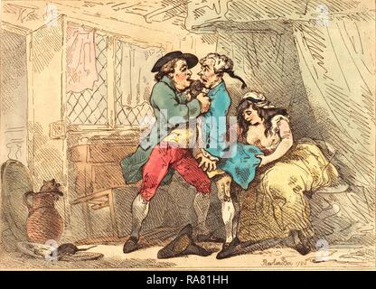 Thomas Rowlandson, britannico, 1756 1827, a Cully saccheggiato, probabilmente 1784 1785, colorata a mano in attacco. Reinventato Foto Stock