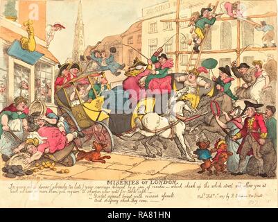 Thomas Rowlandson (British, 1756 - 1827 ), miserie di Londra, pubblicato 1807, colorata a mano in attacco, Rosenwald reinventato Foto Stock