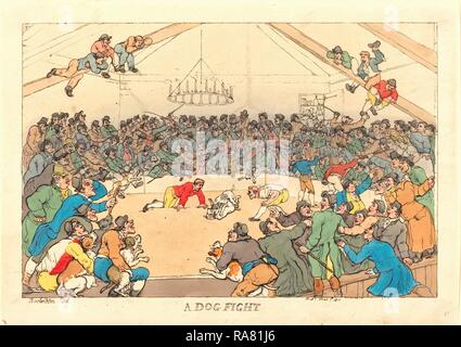 Thomas Rowlandson (British, 1756 - 1827 ), una lotta contro il cane, 1811, colorata a mano in attacco, Rosenwald Collection. Reinventato Foto Stock