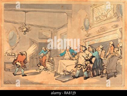 Thomas Rowlandson (British, 1756 - 1827 ), il deluso buongustai, 1787, colorata a mano in attacco, Rosenwald reinventato Foto Stock