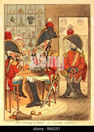 Hero's assunzione a Kelsey o giorno di guardia presso il St James, Gillray James, 1756-1815, incisore, Londra, incisione reinventato Foto Stock