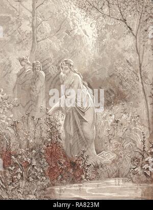 Dante nella visione di Lia da Gustave Doré, 1832 - 1883, francese. Incisione per il Purgatorio da Dante. 1870, Arte reinventato Foto Stock