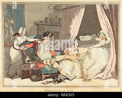 Thomas Rowlandson (British, 1756 - 1827), quattro ore nel paese, 1788, colorate a mano di attacco e la puntasecca. Reinventato Foto Stock