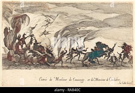 Jacques Callot (francese, 1592 - 1635), l'entrata di M. de Couvonge e M. de Chalabre, 1627, l'attacco. Reinventato Foto Stock