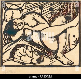 Franz Marc, dormendo pastorella (Schlafende Hirtin), tedesco, 1880 - 1916, 1912, xilografia. Reinventato Foto Stock