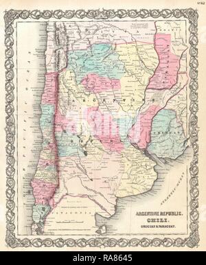 1855, Colton Mappa di Argentina, Cile, Paraguay e Uruguay. Reinventato da Gibon. Arte Classica con un tocco di moderno reinventato Foto Stock