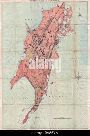 1895, tempi di India Mappa di Bombay, India. Reinventato da Gibon. Arte Classica con un tocco di moderno reinventato Foto Stock