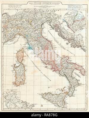 1764, Anville Mappa di Itally in epoca romana. Reinventato da Gibon. Arte Classica con un tocco di moderno reinventato Foto Stock